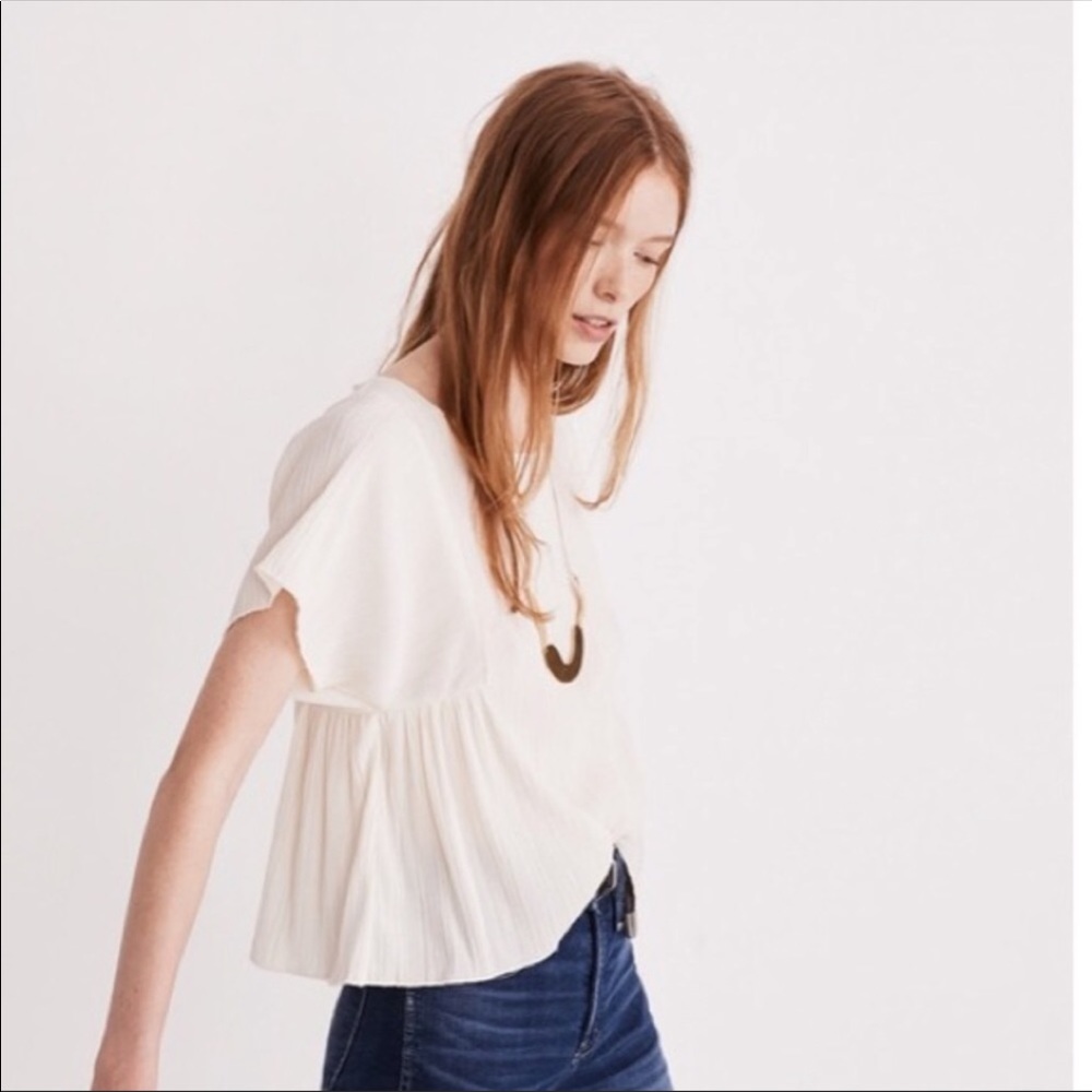 Madewell micropleated top in cream
